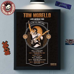 Tom Morello Latin American Tour 2026 Electric Full Band Show Schedule Dates Home Decor Poster Canvas