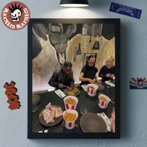Travis Scott And Rick Owens Eating KFC Together Photo Decor Poster Canvas