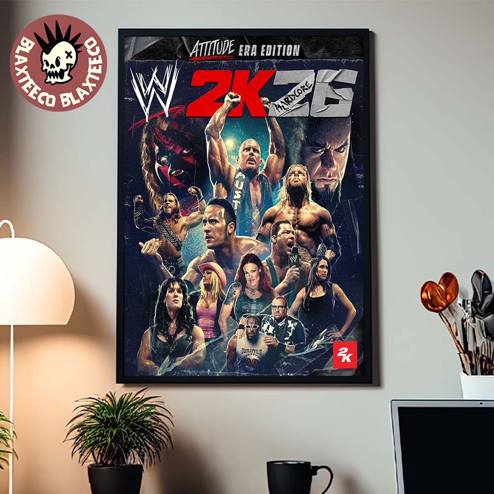 WWE 2K26 Hardcore Attitude Era Edition Cover Poster Canvas WWE 2K26 Hardcore Attitude Era Edition Cover Poster Canvas