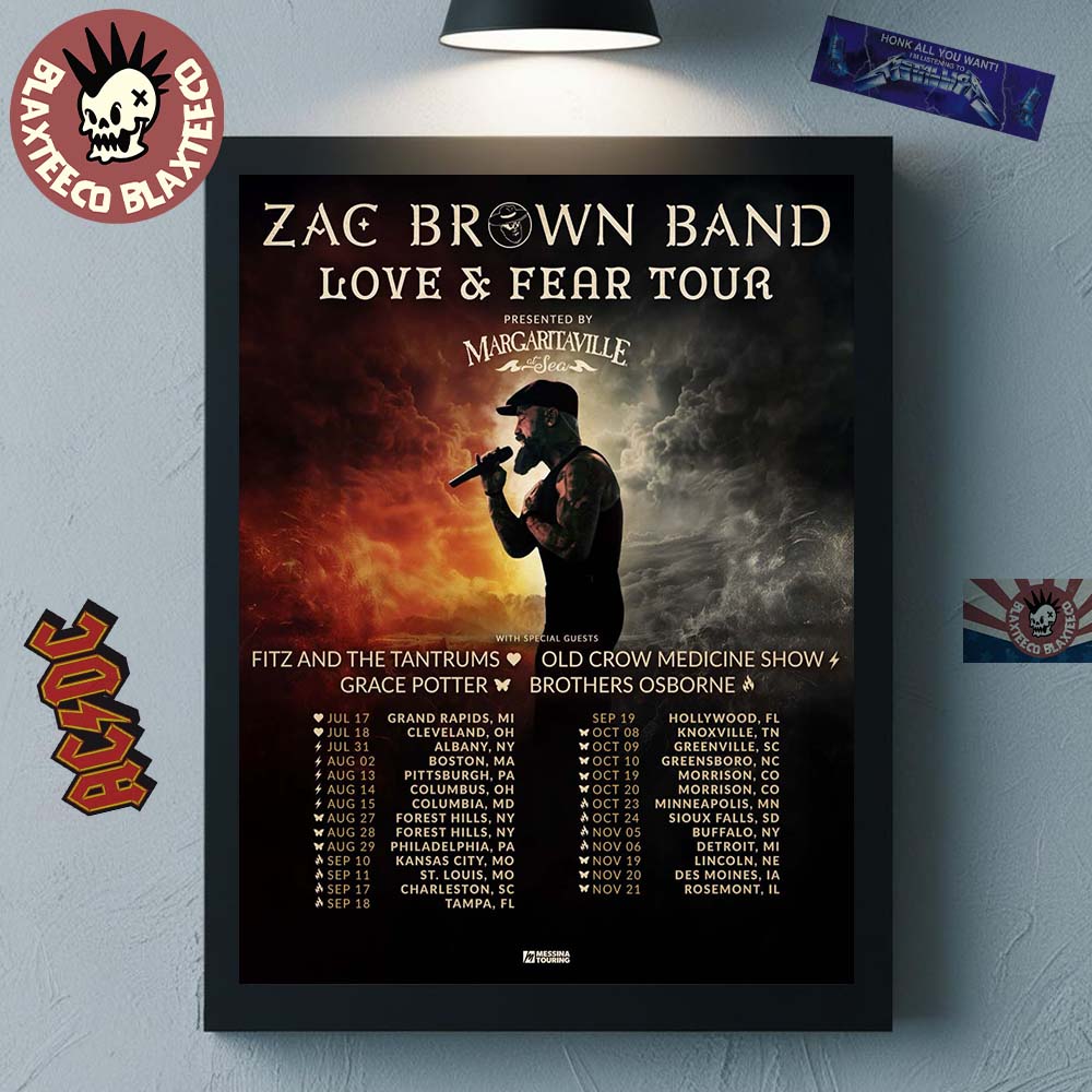 Zac Brown Band Love And Fear Tour 2026 North America Schedule Dates Home Decor Poster Canvas Zac Brown Band Love And Fear Tour 2026 North America Schedule Dates Home Decor Poster Canvas