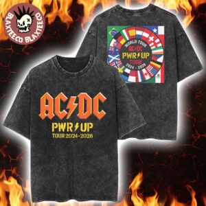 ACDC PWR Up World Tour Merch 2024-2026 Nation Flags Vintage Washed T-Shirt
