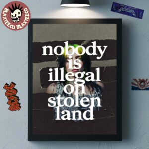 Billie Eilish At Grammys 2026 Nobody Is Illegal On Stolen Land Poster