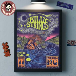 Billy Strings Asheville North Carolina 2026 Night 2 Poster At Exploreasheville.com Arena On February 11 2026 Art By Fez Moreno Poster Canvas