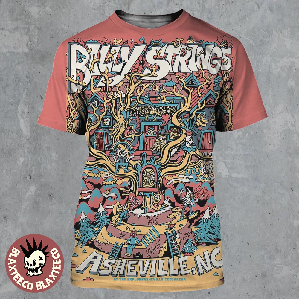 Billy Strings Asheville North Carolina 2026 Night 4 Poster At Exploreasheville.com Arena On February 14 2026 Art By Killer Acid All Over Print Shirt Billy Strings Asheville North Carolina 2026 Night 4 Poster At Exploreasheville.com Arena On February 14 2026 Art By Killer Acid All Over Print Shirt