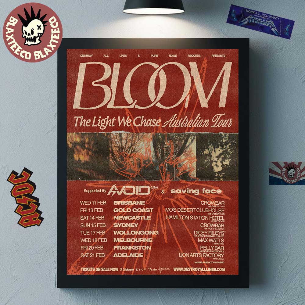 Bloom The Light We Chase Australian Tour 2026 Schedule Dates Home Decor Poster Canvas Bloom The Light We Chase Australian Tour 2026 Schedule Dates Home Decor Poster Canvas
