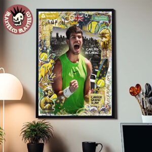 Carlos Alcaraz The Youngest Man Ever Complete The Career Grand Slam Home Decor Poster Canvas