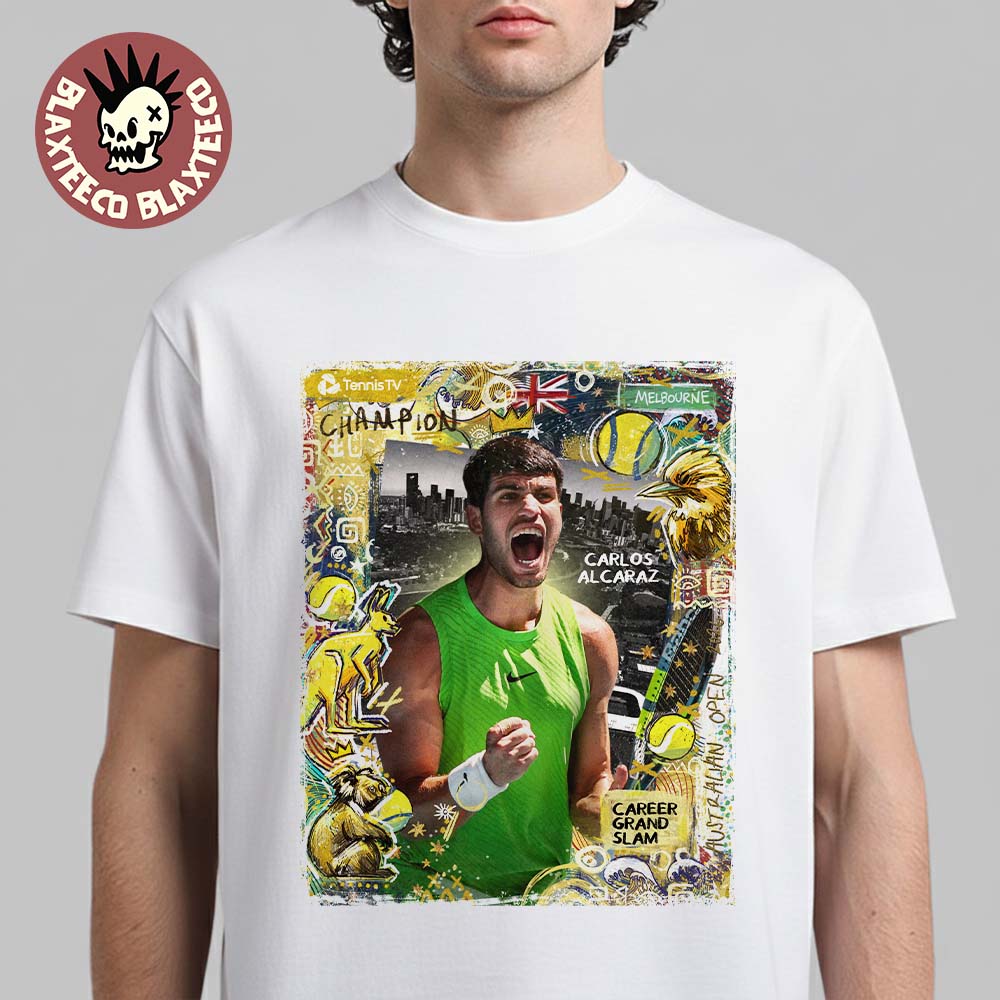 Carlos Alcaraz The Youngest Man Ever Complete The Career Grand Slam T-Shirt Carlos Alcaraz The Youngest Man Ever Complete The Career Grand Slam T-Shirt