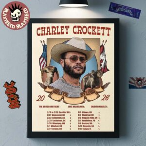 Charley Crockett North America Tour 2026 City Dates From February To March Home Decor Poster Canvas
