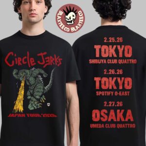 Circle Jerks Japan Tour 2026 Merch Godzilla With Dates Two Sided T-Shirt