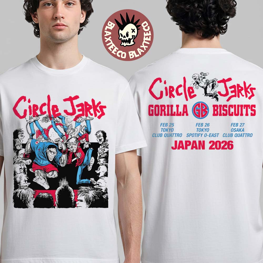 Circle Jerks Japan Tour 2026 Merch X Gorilla Biscuits Two Sided T-Shirt Circle Jerks Japan Tour 2026 Merch X Gorilla Biscuits Two Sided T-Shirt