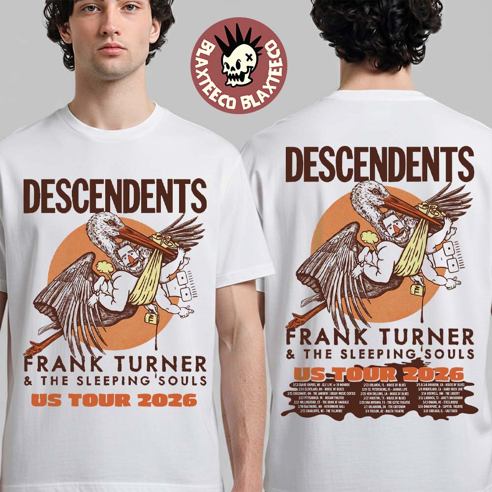 Descendents With Frank Turner And The Sleeping Souls US Tour 2026 Schedule Dates Two Sided T-Shirt Descendents With Frank Turner And The Sleeping Souls US Tour 2026 Schedule Dates Two Sided T-Shirt