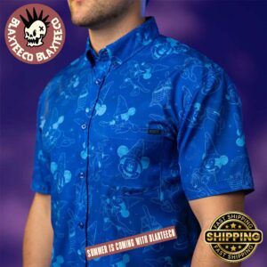 Disney Fantasia RSVLTS Mickey Mouse Sketches In The Stars Button Short Sleeve Hawaiian Shirt