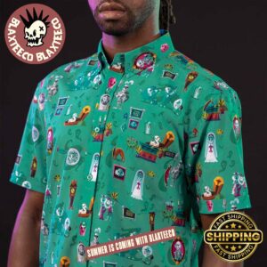 Disney Haunted Mansion RSVLTS After-Life Of The Party Button Short Sleeve Hawaiian Shirt