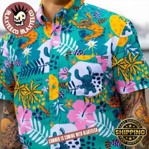 Disney Lilo And Stitch RSVLTS Tourist Style Button Short Sleeve Hawaiian Shirt