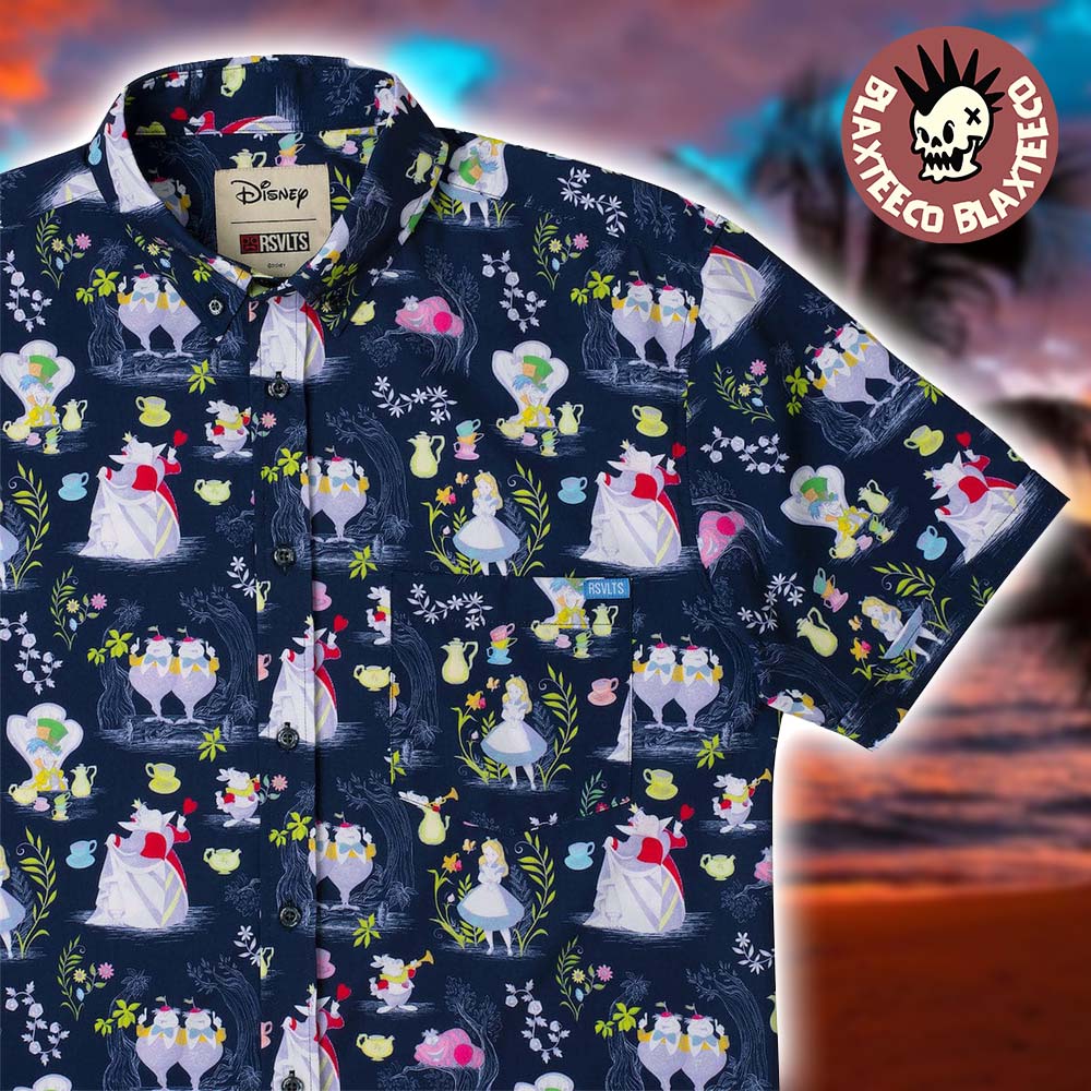 Disney RSVLTS Alice in Wonderland Curiouser and Curiouser Button Short Sleeve Hawaiian Shirt Disney RSVLTS Alice in Wonderland Curiouser and Curiouser Button Short Sleeve Hawaiian Shirt