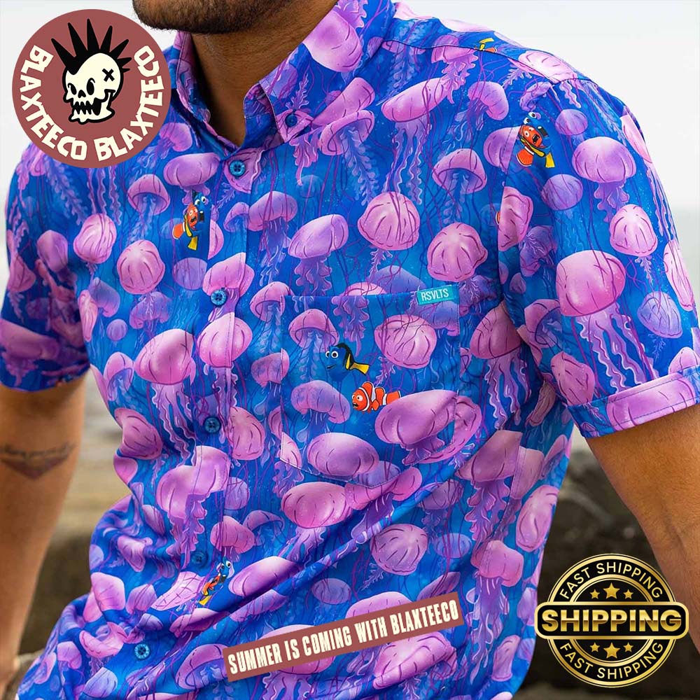 Disney RSVLTS Finding Nemo Jellyfish Button Short Sleeve Hawaiian Shirt Disney RSVLTS Finding Nemo Jellyfish Button Short Sleeve Hawaiian Shirt