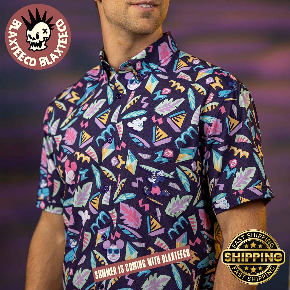 Disney RSVLTS Mickey Mouse Surfing Mickey Button Short Sleeve Hawaiian Shirt Disney RSVLTS Mickey Mouse Surfing Mickey Button Short Sleeve Hawaiian Shirt