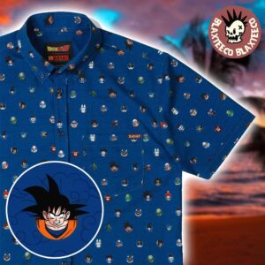 Dragon Ball Characters Saiyan Saga Pattern Button Short Sleeve Hawaiian Shirt