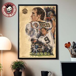 Drew Brees New Orleans Saints NFL 2026 Pro Football Hall Of Fame Inductee First Ballot Hall Of Famer Poster Canvas