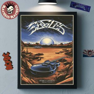 Eagles Live At Sphere Las Vegas On February 27 28 2026 Guitar On The Desert Art Home Decor Poster Canvas