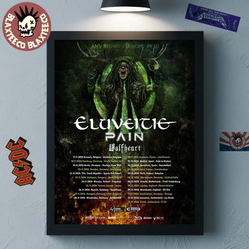Eluveitie Anv Rising Europe Tour Pt 3 2026 Schedule Dates Home Decor Poster Canvas
