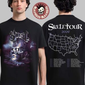 Ghost Skeletour 2026 North America Merch Official Artwork Papa V Perpetua With Dates Back Two Sided T-Shirt