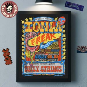 Ionia Freak Fair 2026 Event Poster With Full Lineup Starring Billy Strings In Ionia MI At The Ionia County Fairgrounds On August 28 29 2026 Poster Canvas