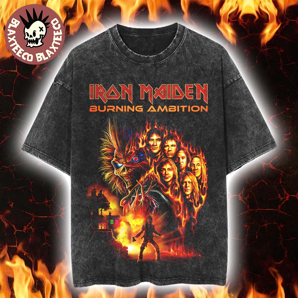 Iron Maiden Burning Ambition Movie Poster Vintage Mineral Wash T-Shirt Iron Maiden Burning Ambition Movie Poster Vintage Mineral Wash T-Shirt