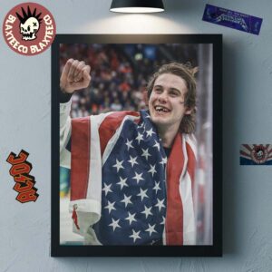 Jack Hughes Toothless Smile Photo Olympic Milano Cortina 2026 Gold Metal Men’s Hockey Champion Poster Canvas