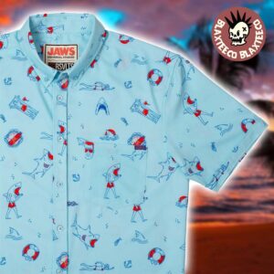 Jaws RSVLTS Amity Island Welcomes You Button Short Sleeve Hawaiian Shirt