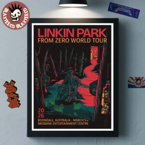 Linkin Park From Zero World Tour Boondall Australia 2026 Night 2 Gig Poster At Brisbane Entertainment Center On March 5 2026 Poster Canvas