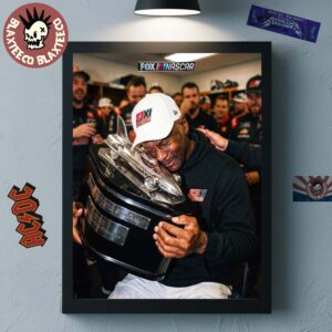 Michael Jordan Nascar Daytona 500 Winner Holding Trophy Photo Poster Canvas