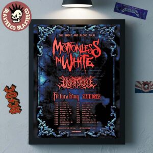 Motionless In White The Sweat And Blood Tour 2026 North America Schedule Dates Decor Poster Canvas