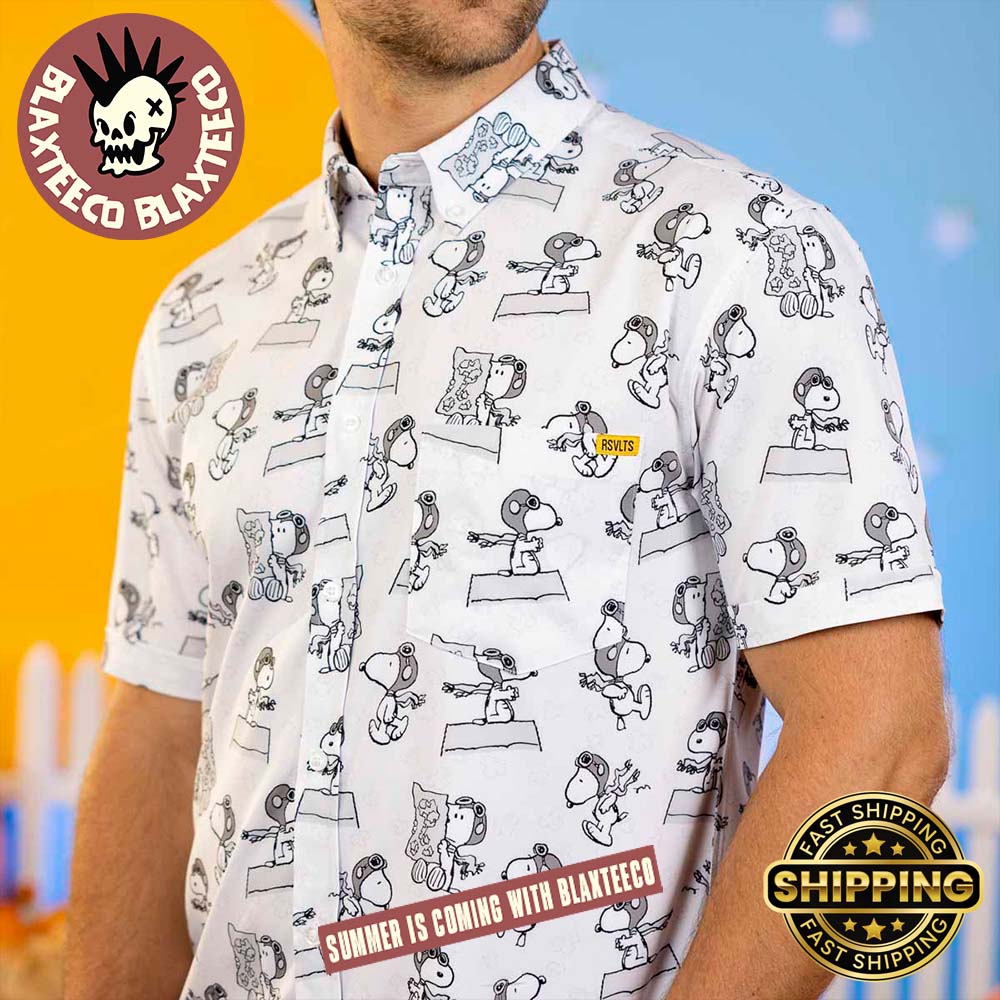 Peanuts RSVLTS Snoopy The Flying Ace Button Short Sleeve Hawaiian Shirt Peanuts RSVLTS Snoopy The Flying Ace Button Short Sleeve Hawaiian Shirt