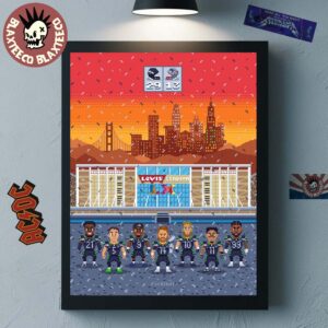 Pixel Seattle Seahawks Super Bowl LX Champions Tribute Art At Levi’s Stadium On Feb 8 2026 Decor Poster Canvas