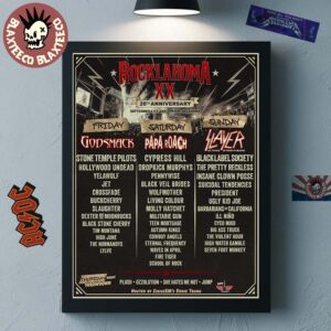 Rocklahoma 20th Anniversary 2026 Full Lineup In Pryor Oklahoma On September 4 5 6 2026 Home Decor Poster Canvas