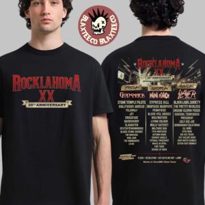 Rocklahoma 20th Anniversary 2026 Full Lineup In Pryor Oklahoma On September 4 5 6 2026 Two Sided T-Shirt