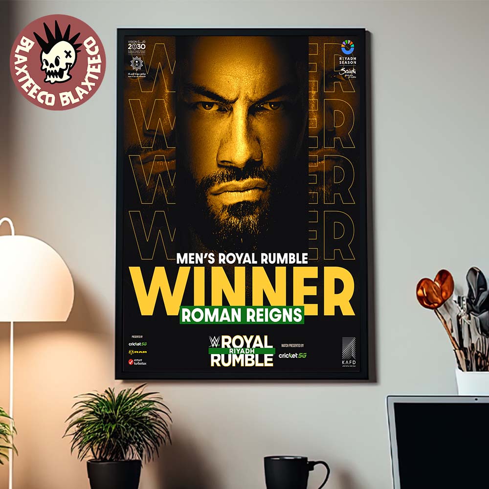 Roman Reigns WWE Men's Royal Rumble Winner Royal Rumble Riyadh 2026 Poster Canvas Roman Reigns WWE Men's Royal Rumble Winner Royal Rumble Riyadh 2026 Poster Canvas