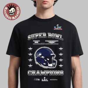 Seattle Seahawks Mitchell And Ness Super Bowl LX Champions Helmet Arch T-Shirt