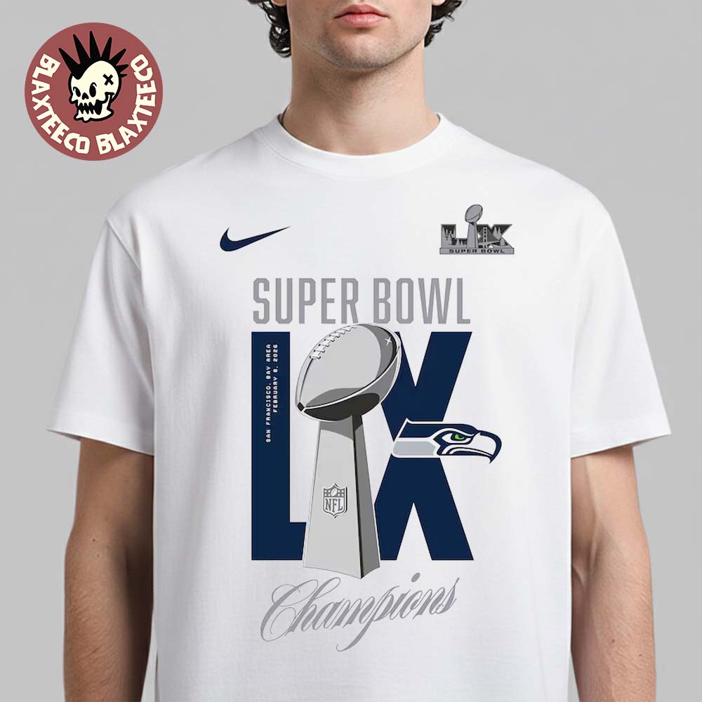 Seattle Seahawks Nike Super Bowl LX Champions Official Logo Style White T-Shirt Seattle Seahawks Nike Super Bowl LX Champions Official Logo Style White T-Shirt