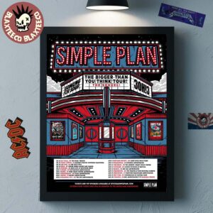 Simple Plan The Bigger Than You Think Tour The Sequel 2026 North America Schedule Dates Home Decor Poster Canvas