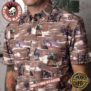 Star Wars Mandalorian RSVLTS Mando Montage Button Short Sleeve Hawaiian Shirt