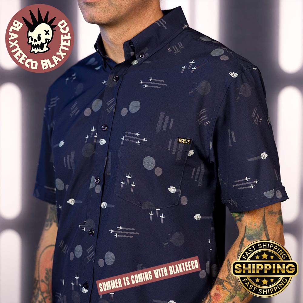 Star Wars RSVLTS Echoes of Battle Button Short Sleeve Hawaiian Shirt Star Wars RSVLTS Echoes of Battle Button Short Sleeve Hawaiian Shirt