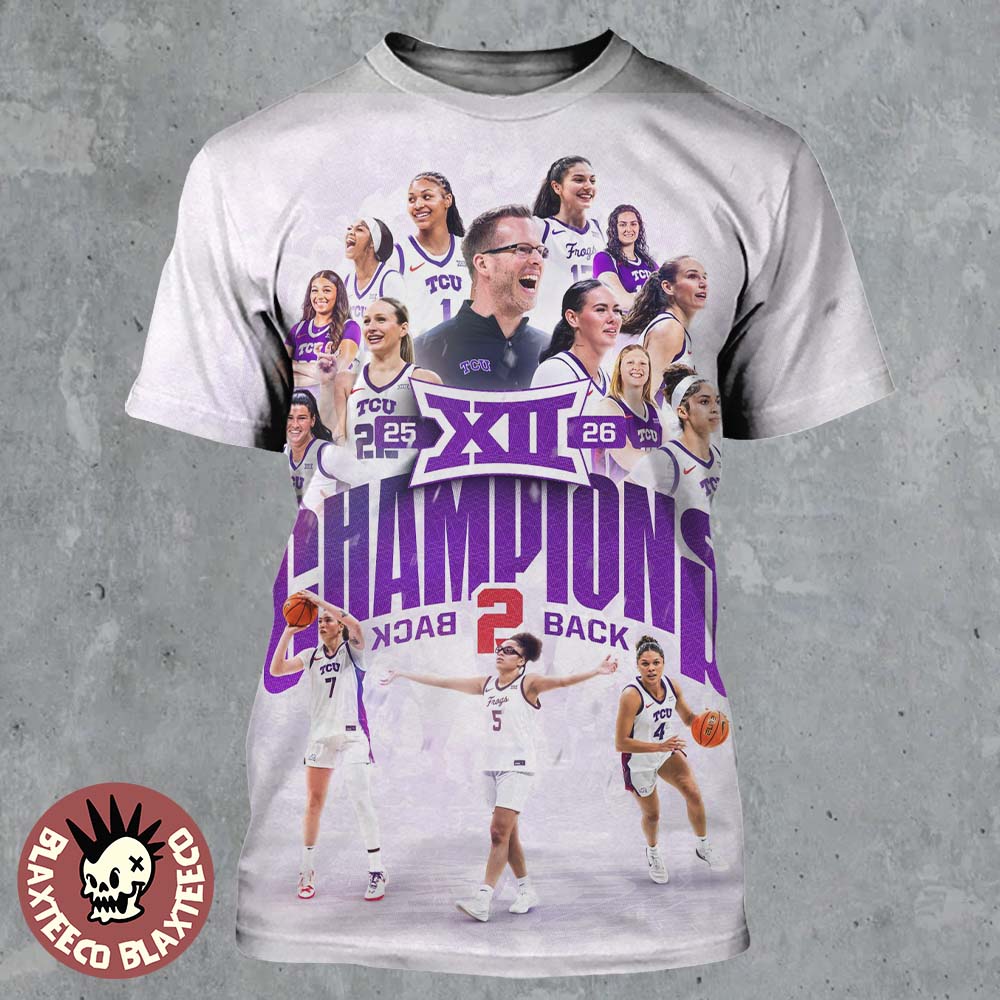 TCU Horned Frogs Women's Basketball Back To Back Big 12 Conference Champions All Over Print Shirt TCU Horned Frogs Women's Basketball Back To Back Big 12 Conference Champions All Over Print Shirt