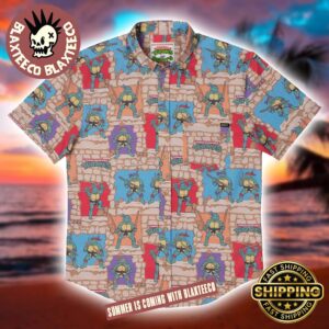 Teenage Mutant Ninja Turtles RSVLTS 1988 Cowabunga Covers Button Short Sleeve Summer Hawaiian Shirt