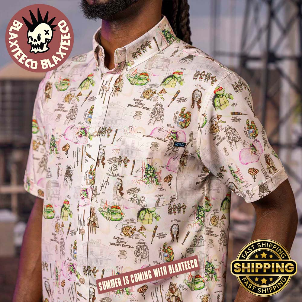 Teenage Mutant Ninja Turtles RSVLTS Heroes in a Half Sketch Button Short Sleeve Summer Hawaiian Shirt Teenage Mutant Ninja Turtles RSVLTS Heroes in a Half Sketch Button Short Sleeve Summer Hawaiian Shirt