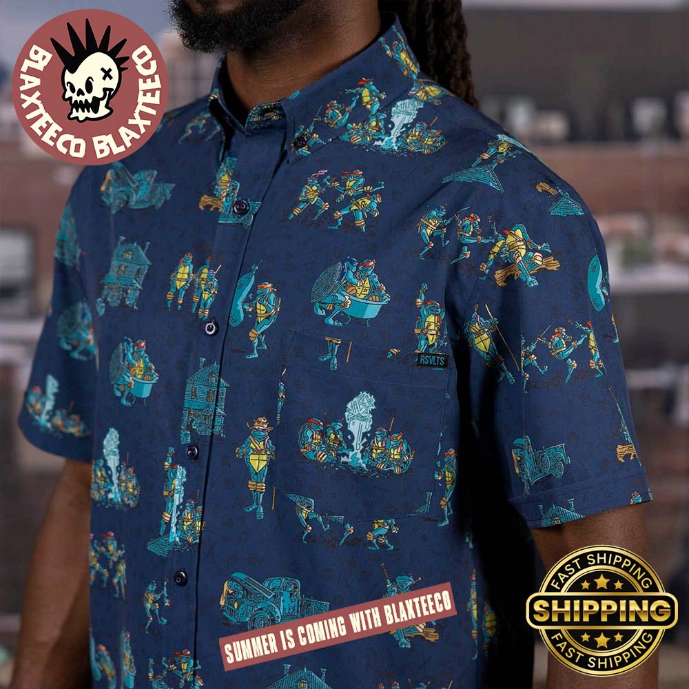 Teenage Mutant Ninja Turtles RSVLTS It's Time to Go Back Hawaiian Shirt Teenage Mutant Ninja Turtles RSVLTS It's Time to Go Back Hawaiian Shirt