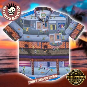 Teenage Mutant Ninja Turtles RSVLTS Retro Video Game Button Mashers Button Short Sleeve Hawaiian Shirt