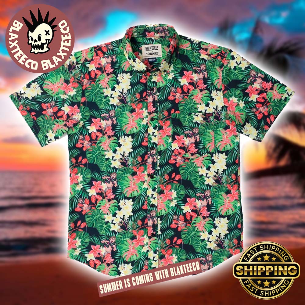 The Goonies RSVLTS Truffle Shuffle Button Short Sleeve Hawaiian Shirt The Goonies RSVLTS Truffle Shuffle Button Short Sleeve Hawaiian Shirt