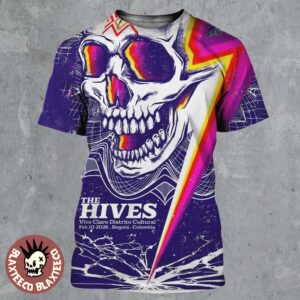 The Hives Bogota Colombia 2026 Event Poster At Vive Claro Distrito Cultural On February 10 2026 Lightning Skull Art All Over Print Shirt